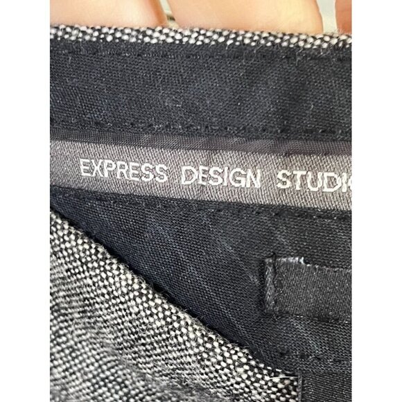 Express Wool Shorts 10 Gray Cuffed Y2K Preppy Academia Leopard Print 80s Classic - Picture 2 of 16